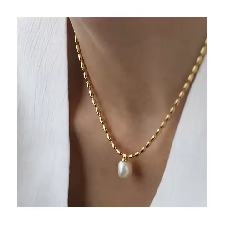 Choker Rice Beads Real Freshwater Pearl Necklace