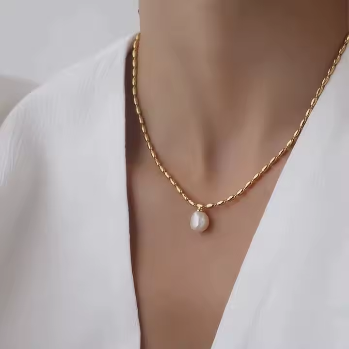 Choker Rice Beads Real Freshwater Pearl Necklace