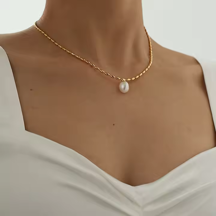 Choker Rice Beads Real Freshwater Pearl Necklace