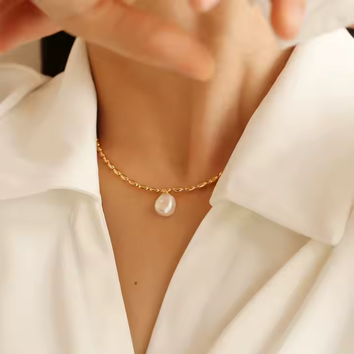Choker Rice Beads Real Freshwater Pearl Necklace