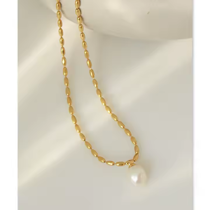 Choker Rice Beads Real Freshwater Pearl Necklace