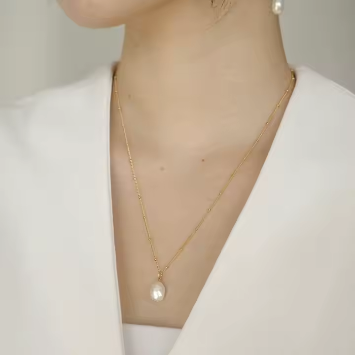 18K Gold Plated Pearl Necklace