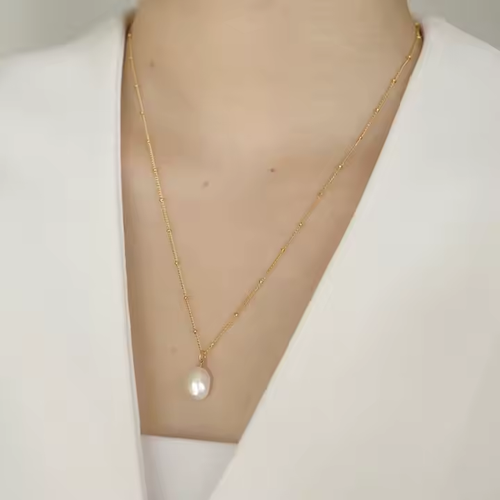 18K Gold Plated Pearl Necklace