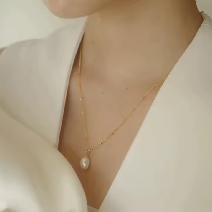 18K Gold Plated Pearl Necklace