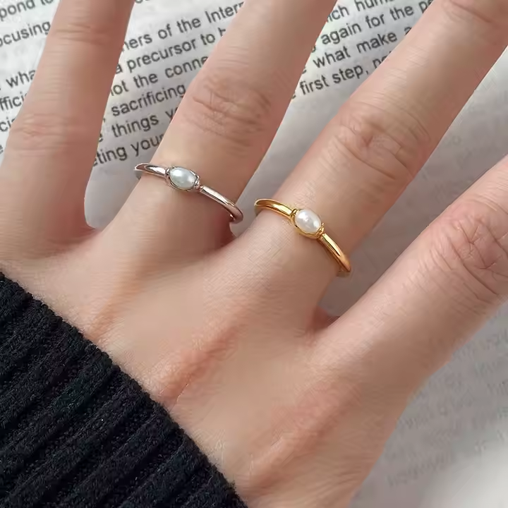 Open Natural Baroque Pearl Ring